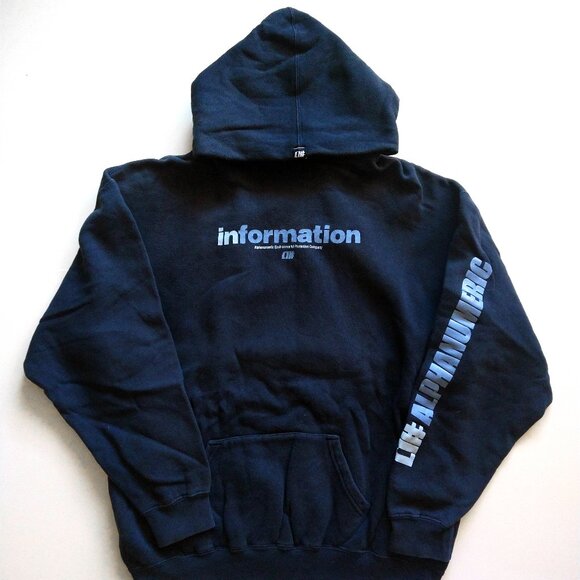 Alphanumeric Information Hoodie Sweatshirt Sweater Deadstock Vintage Skateboard - Picture 1 of 5